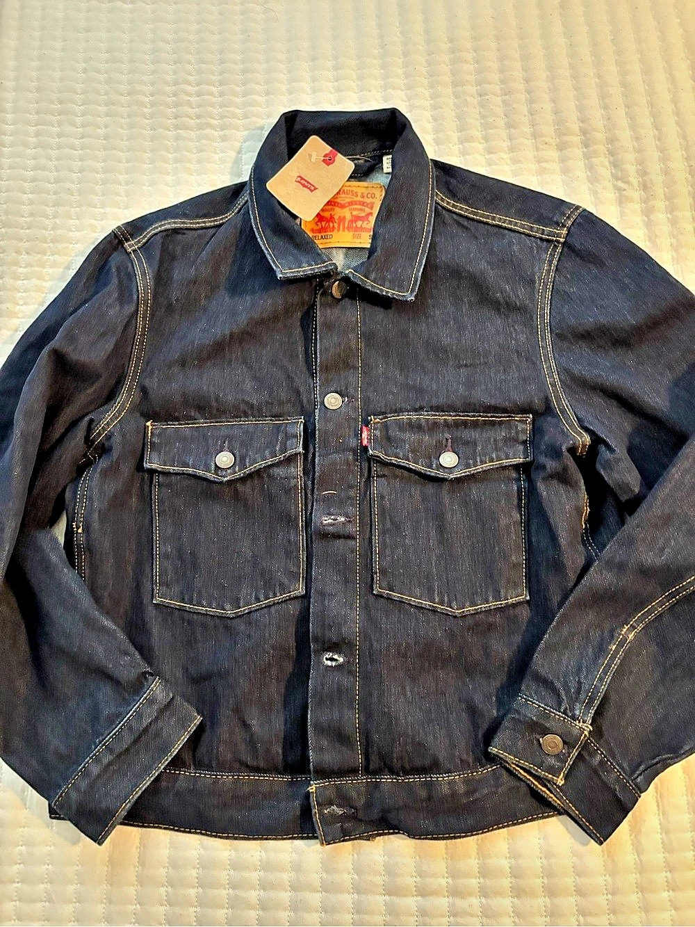 Levi'Small Relaxed Trucker Jacket Denim Blue Size Small